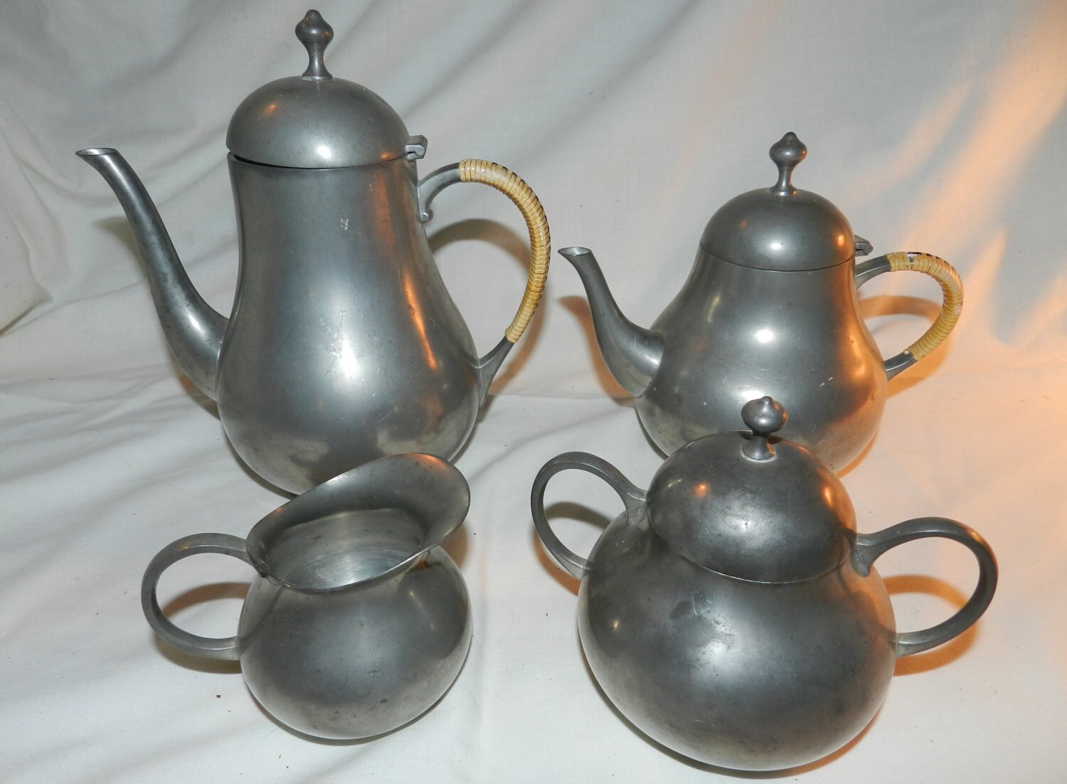 miniature pewter tea set