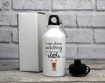 Sloth gift, sloth water bottle, motivational water bottle, personalized kids water bottle, Sloth mug, 600ml or 400ml bottle