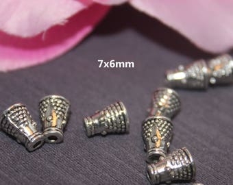 Set of 20 silver plated 7x6mm - SC02294 - cone bead caps