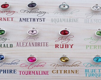 BIRTHSTONE CHARM Add On, Add On Birthstone charm, Birthstone Charms, Birthday Charm Add On, Birthstone colors, Birthday Color charms, Birth