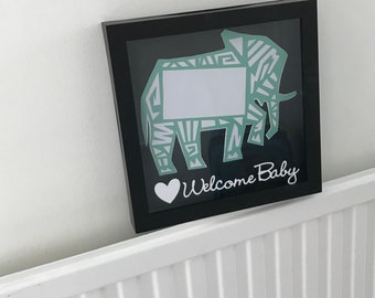 Welcome Baby Shadowbox | Baby Frame | Elephant Frame | Baby Gift | Handmade Shadowbox