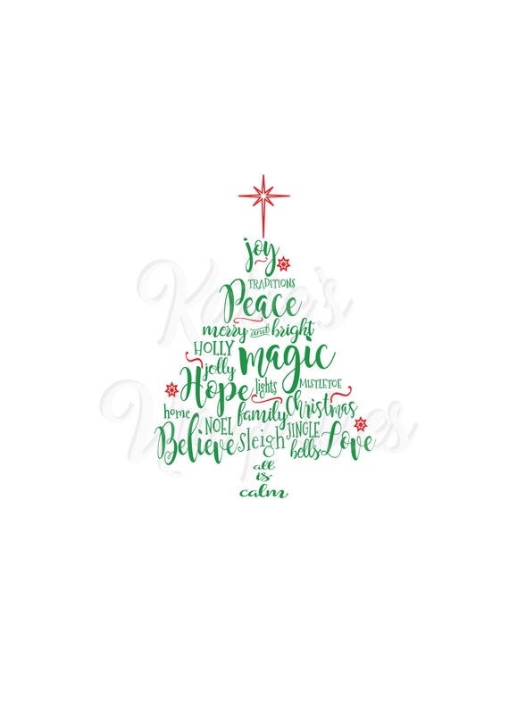 Download Christmas Tree Words SVG DXF PNG Digital Cut File for use with