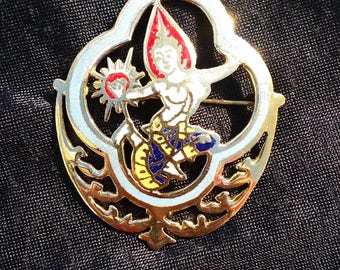 Exotic Cloisonne Style Brooch from Thailand