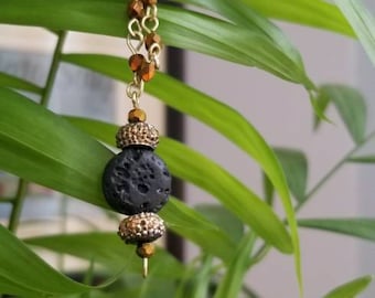 Lava Bead Diffuser Necklace - Amber