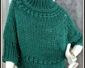 SWEATER WOMAN'S KNITTED Poncho With Sleeves