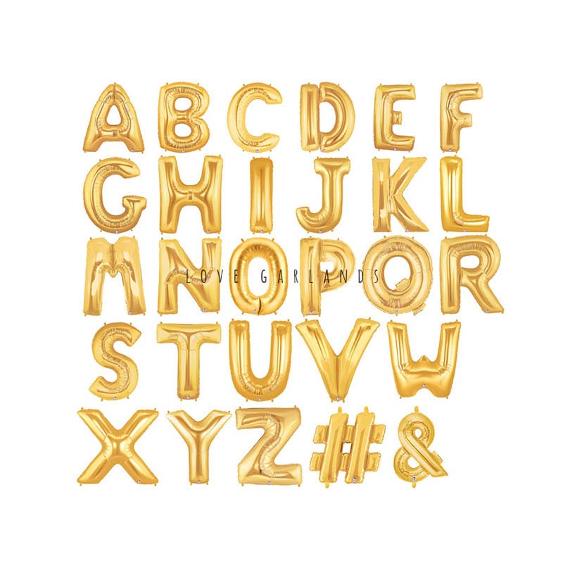 14 Metallic Gold Letter Balloons Gold Number Balloons