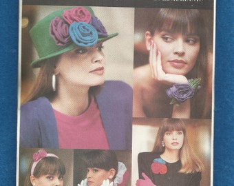 Vintage 1988 Butterick 6654 Bows & Blooms Accessories for Your Hair Hats and Your Wardrobe UNCUT