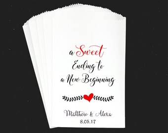 W29, A Sweet Ending, Wedding Candy Bag, Wedding Candy Buffet, Candy Favor Bags, Treat Bag, Kraft Bag, Personalized bag, Laurel, Heart