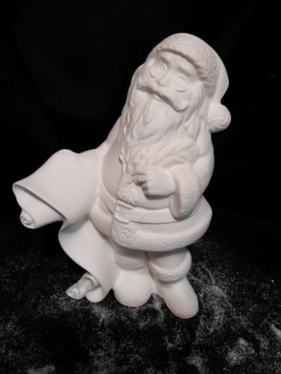 Santa Claus checking his list twice Unpainted Ceramic Bisque