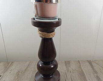 Espresso Candle Holders Chunky Modern Rustic Pillar & Taper