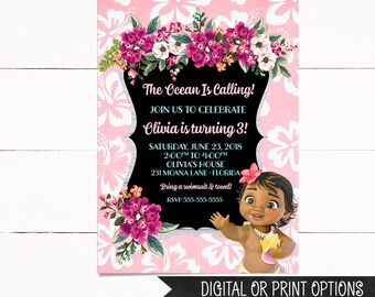 Baby Moana Invitation, Moana Invitation, Moana Birthday Invitation