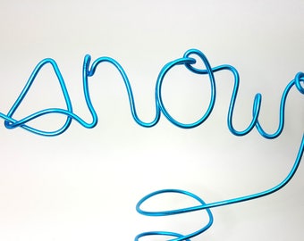 Blue snow Tree Topper - metal handmade alternative tree topper - wire word 'snow' topper, blue wire decoration