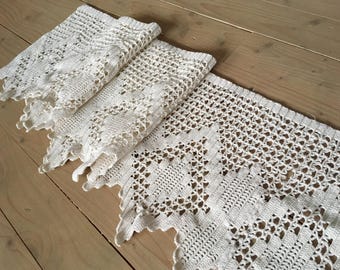 Swedish vintage crochet valance white crochet valance Handmade Window valance Window curtain