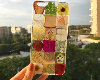 Handmade phone case/ pressed flower phone case/ pressed fruit phone case/ dried flower phone case/ iphone cases/ iphone 6, 6s/ 7, 7s plus