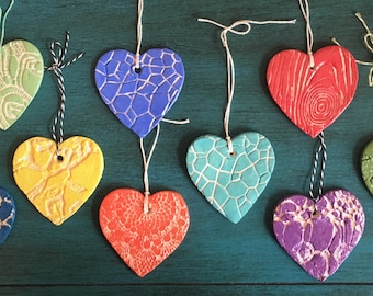 Ceramic Heart Magnets or Ornaments