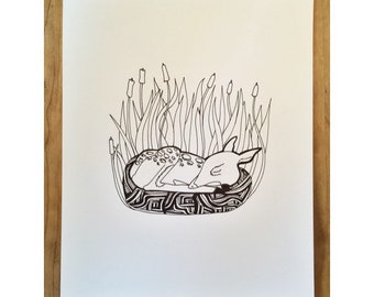 Sleeping Deer Screen Print