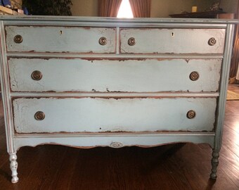 Antiqued Blue Chests of Drawers