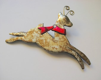 Leaping Reindeer Pin holiday brooch