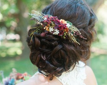 Boho hair comb Indian wedding Flower hair comb Woodland style Wedding hair comb Flower hair comb Bridal hair fashion accessories