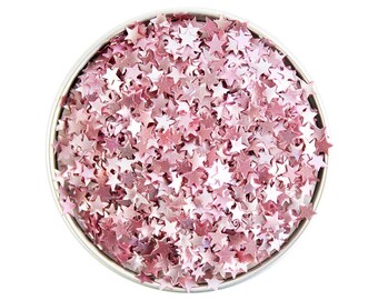 Light Pink Star Edible Glitter - metallic light pink star glitter sprinkles, edible pastel pink glitter stars, pink star sprinkles