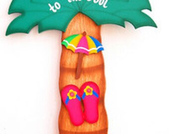 Outdoor Pool Sign -Tropical Palm Tree