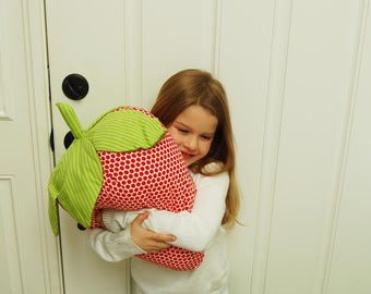 Strawberry Pillow, Dot, 3D large strawberries-whimsical home decor. Giant strawberry shaped pillow, strawberry lovers, fruit pillow, berry