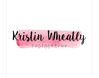Premade Logo Design, Pre-made Business Branding - Watercolor, Brushstroke, Stroke, Swoosh, Texture, Blush, Light Pink, Photographer - #1017