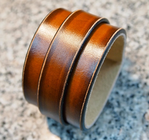 Leather bracelet Sunset Tan fade cuff wristband Handmade for YOU in USA by Freddie Matara!