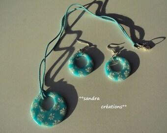 Necklace pendant + frosted Blue Snowflake bow