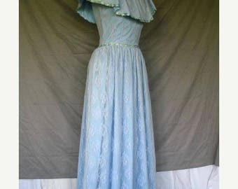 On Sale 1960's Light Blue Victorian Style Southern Belle Dress
