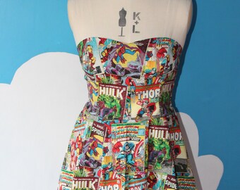 marvel comic book sweet heart dress - avengers