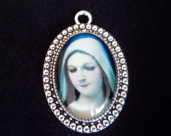 1 pendant medal oval Virgin Mary 37 mm