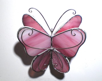Pretty in Pink - 3D Stained Glass Butterfly Twirl - Small Pink Home Garden Decoration Hanging Suncatcher Yard Art Insect (READY TO SHIP)