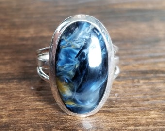 925 Sterling Silver Pietersite Cabochon Ring Size 6 #13473R