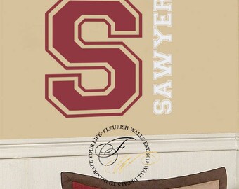 Sports Wall Decal - Boys Name Decal - Baby Boy Nursery Wall Decor - Boys Room Vinyl Wall Decal - Teen Room Wall Decor - Monogram Decal BN015