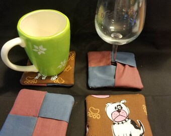 Mug rugs, coasters, wine glass coasters. Pups woof