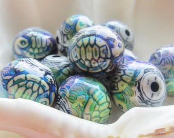 Mood Bead Mirage Bead Polymer Clay Bead Heat Sensitive Bead TURTLE ISLAND 17.5mm x 16mm QTY 1