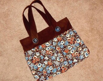 Corderoy Purse Hand Sewn New Materials Vintage Buttons Inside Zipper Pocket
