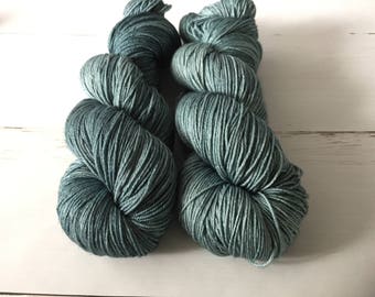 Silvergreen - Hand dyed yarn, 75/25% Superwashed Extra Fine merino wool / silk