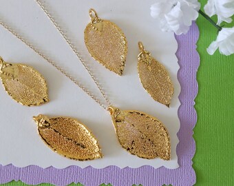 Gold Rose Leaf Necklace, Real Leaf Necklace, Rose Leaf, Gold Leaf Necklace, Long Leaf, Leaf Pendant LC227