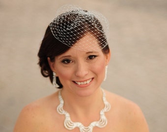 Ivory Birdcage Veil, Blusher Veil, Round Veil, Birdcage Veil, Bridal Veil, Wedding Veil, Bridal Birdcage Veil, Small Wedding Veil