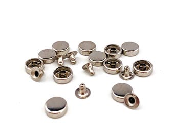 Flat NICKEL Purse Feet 12 / 10mm Purse Feet / Bulk Purse Feet / Small Purse Feet / Purse Notions / Handbag Supplies / Set of 12