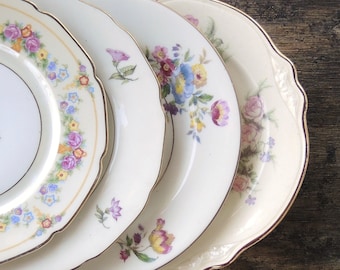 Mismatched Vintage Bread and Butter Plates Set of 4 Dessert Plates Bridesmaid Luncheon Tea Party Plates