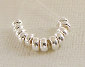 10 Sterling Silver Bead, 4mm Rondel Spacer