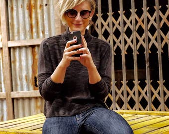 Cropped Slub Yarn Turtleneck (Free Shipping)