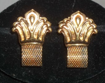 Vintage Gold Plated Sterling Ostby Barton Mesh Wrap Around Cuff Links Cufflinks