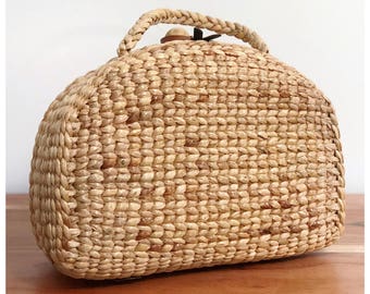 Handwoven straw bag, straw basket bag, straw bag purse, straw bag, picnic tote, market tote (Picnic small)