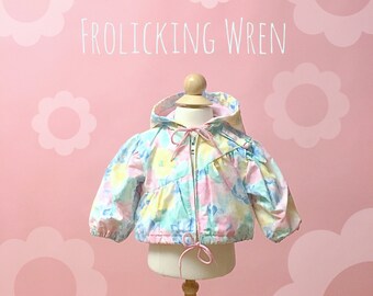 Vintage 1980s Pastel Floral Hooded Jacket (Size 3/6 Months)