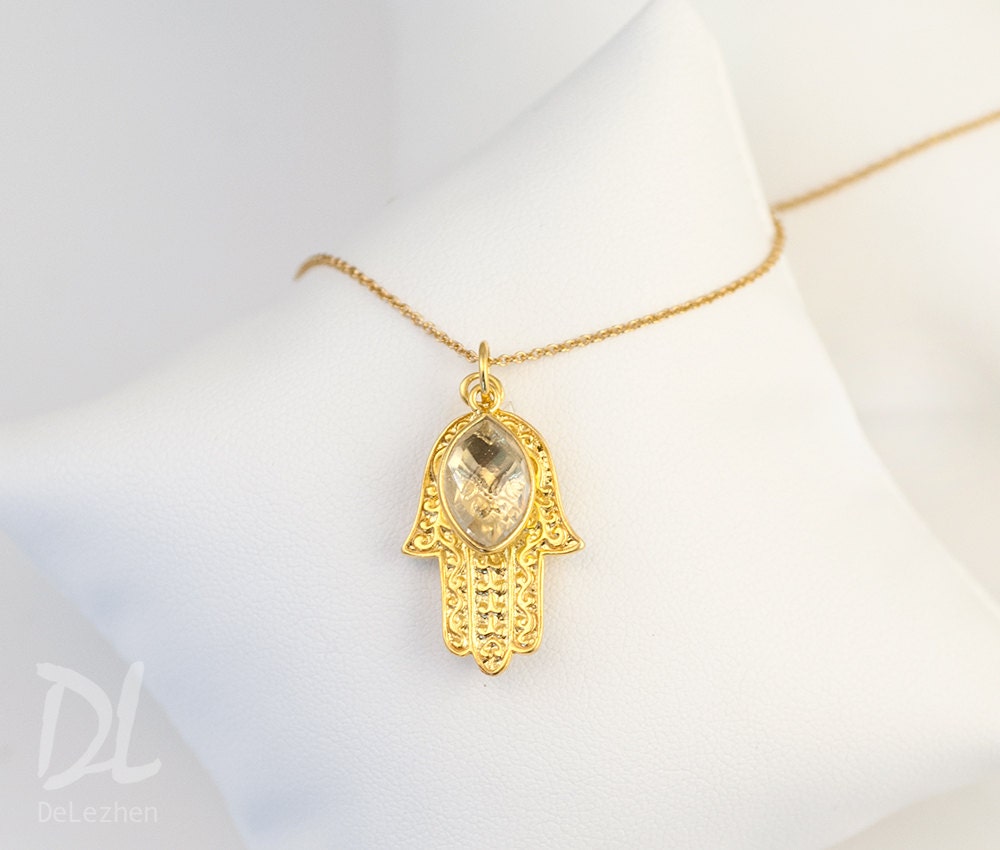 personalized christmas gift for mom gold hamsa hand necklace clear