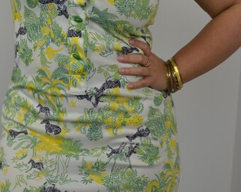 Mod Shift Dress 60s Button Up Shift Dress S/M